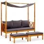 Garden bench with awning and footrest solid acacia wood by vidaXL, garden benches - Ref: Foro24-3058009, Price: 323,11 €, Dis...