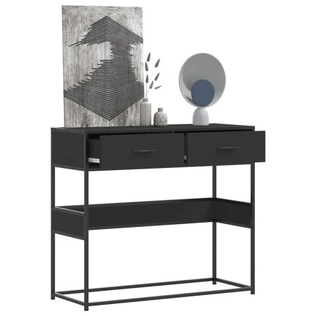 Mesa consola de madera contrachapada negro 90x35x80 cm by , Side tables - Ref: Foro24-849174, Price: 79,93 €, Discount: %