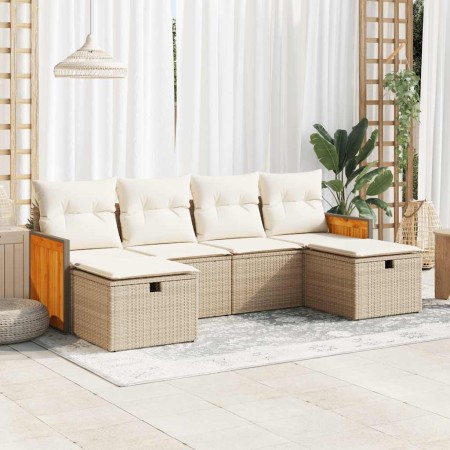 Juego de sofás jardín con cojines 6 pzas ratán sintético beige by , Garden sets - Ref: Foro24-3326055, Price: 426,88 €, Disco...