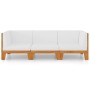 Juego muebles de jardín y cojines 3 pzas madera maciza acacia