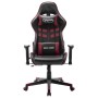 Silla de gaming de cuero sintético negro y rojo tinto