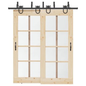 Kit de herrajes para puertas correderas acero negro 200 cm de , Artículos para puertas - Ref: Foro24-3295738, Precio: 106,43 ...