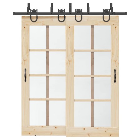 Kit de herrajes para puertas correderas acero negro 200 cm by , Door items - Ref: Foro24-3295738, Price: 106,43 €, Discount: %