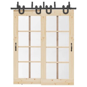 Kit de herrajes para puertas correderas acero negro 183 cm by , Door items - Ref: Foro24-3295733, Price: 123,75 €, Discount: %