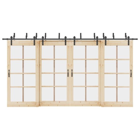 Kit de herrajes para puertas correderas acero negro 427 cm by , Door items - Ref: Foro24-3295744, Price: 291,14 €, Discount: %