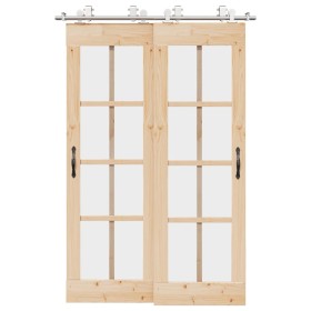 Kit de herrajes para puerta corredera 183 cm acero plateado de , Artículos para puertas - Ref: Foro24-3295759, Precio: 256,21...