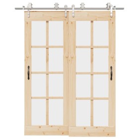 Kit de herrajes para puerta corredera 183 cm acero plateado de , Artículos para puertas - Ref: Foro24-3295765, Precio: 209,21...