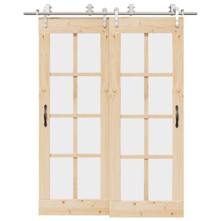 Kit de herrajes para puerta corredera 183 cm acero plateado von , Türartikel - Ref: Foro24-3295765, Preis: 209,21 €, Rabatt: %