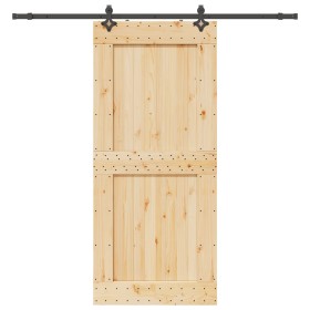Puerta corredera con herrajes madera maciza de pino 100x210 cm von , Türen - Ref: Foro24-3332735, Preis: 231,19 €, Rabatt: %