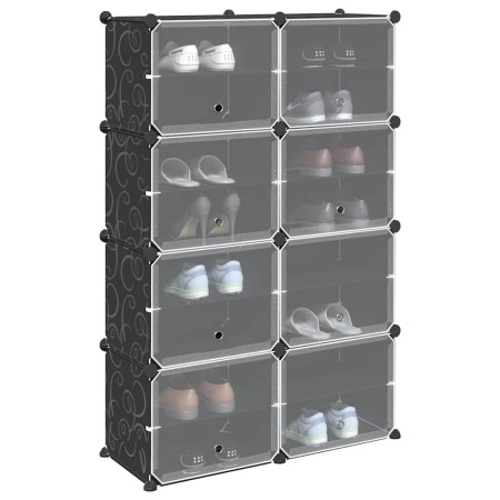 Estantería de cubos con 8 compartimentos y puertas PP negro by , Shoe racks and shoe organizers - Ref: Foro24-4019579, Price:...
