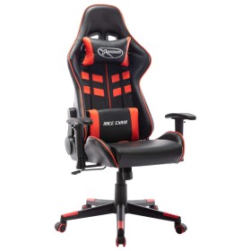 Silla de gaming de cuero sintético negro y rojo