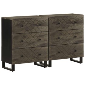 Aparadores 2 uds. madera maciza de mango negro 60x33x75 cm von , Schließfächer und Lagerschränke - Ref: Foro24-3309998, Preis...