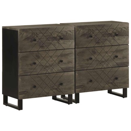 Aparadores 2 uds. madera maciza de mango negro 60x33x75 cm by , Lockers and storage cabinets - Ref: Foro24-3309998, Price: 23...