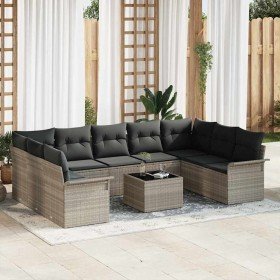 Conjunto de sofá de jardín 10 pcs Gris claro Poliratán