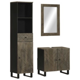 Conjunto de muebles de baño 3 piezas madera maciza mango negro de , Muebles de baño - Ref: Foro24-3310001, Precio: 251,47 €, ...