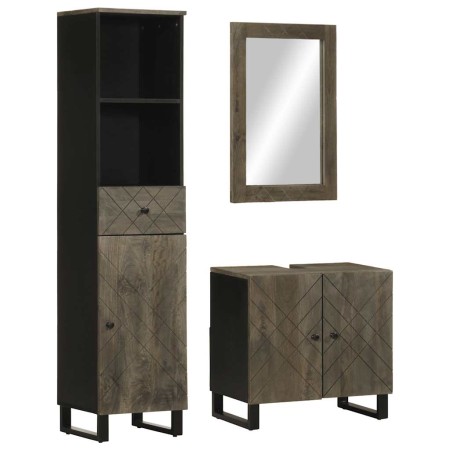 Conjunto de muebles de baño 3 piezas madera maciza mango negro by , Bathroom furniture - Ref: Foro24-3310001, Price: 251,47 €...