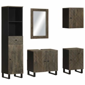 Conjunto de muebles de baño 5 piezas madera maciza mango negro de , Muebles de baño - Ref: Foro24-3310003, Precio: 375,20 €, ...