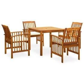 Garden dining set 5 pieces and cushions solid acacia wood by vidaXL, Garden sets - Ref: Foro24-3058083, Price: 510,14 €, Disc...