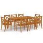 Garten-Essgruppe 9-teilig aus massivem Akazienholz von vidaXL, Gartensets - Ref: Foro24-3058006, Preis: 896,33 €, Rabatt: %