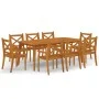 Garten-Essgruppe 9-teilig aus massivem Akazienholz von vidaXL, Gartensets - Ref: Foro24-3058006, Preis: 883,98 €, Rabatt: %