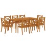 Garten-Essgruppe 9-teilig aus massivem Akazienholz von vidaXL, Gartensets - Ref: Foro24-3058006, Preis: 896,33 €, Rabatt: %