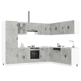 Mueble cocina Porto gris hormigón 14 pzas madera contrachapada de , Armarios de cocina - Ref: Foro24-3314995, Precio: 1,00 €,...
