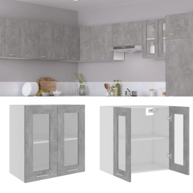 Concrete gray engineered glass and wood hanging cabinet by vidaXL, Kitchen cabinets - Ref: Foro24-802525, Price: 46,79 €, Dis...