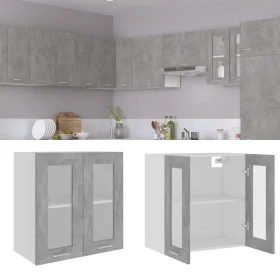 Concrete gray engineered glass and wood hanging cabinet by vidaXL, Kitchen cabinets - Ref: Foro24-802525, Price: 45,58 €, Dis...