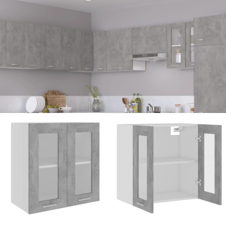 Betongrauer Hängeschrank aus technischem Glas und Holz von vidaXL, Küchenschränke - Ref: Foro24-802525, Preis: 46,79 €, Rabat...