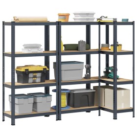Estante almacenaje 4 niveles 3 uds acero y madera contrachapada by , Industrial shelving - Ref: Foro24-3307582, Price: 99,16 ...