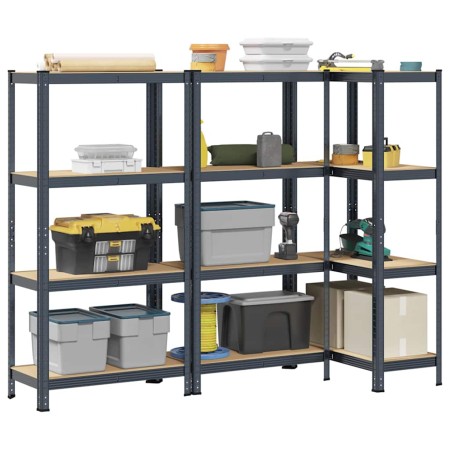 Estante almacenaje 4 niveles 3 uds acero y madera contrachapada von , Industrieregale - Ref: Foro24-3307582, Preis: 99,16 €, ...
