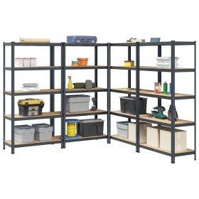 Estante almacenaje 5 niveles 4 uds acero y madera contrachapada by , Industrial shelving - Ref: Foro24-3307610, Price: 245,06...