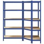 Juego de 2 estantes de 5 niveles acero azul y madera industrial