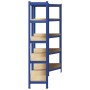 Juego de 2 estantes de 5 niveles acero azul y madera industrial