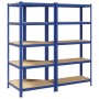 Juego de 2 estantes de 5 niveles acero azul y madera industrial