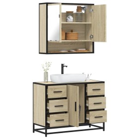 Set de muebles de baño 2 pzas madera contrachapada roble Sonoma von , Badezimmermöbel - Ref: Foro24-3300931, Preis: 195,04 €,...