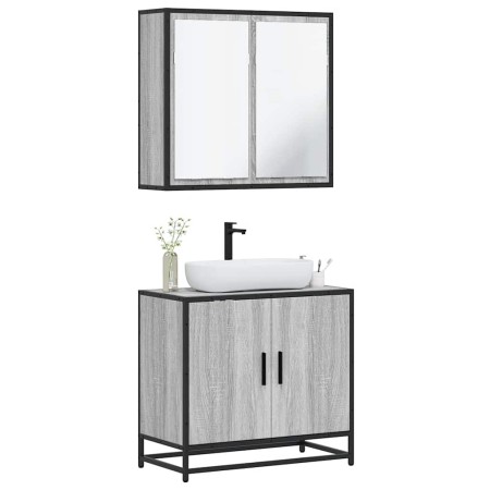Set de muebles de baño 2 pzas madera contrachapada gris sonoma von , Badezimmermöbel - Ref: Foro24-3300888, Preis: 141,56 €, ...