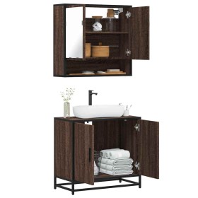 Set de muebles baño 2 pzas madera contrachapada marrón roble de , Muebles de baño - Ref: Foro24-3300919, Precio: 133,67 €, De...