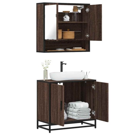 Set de muebles baño 2 pzas madera contrachapada marrón roble by , Bathroom furniture - Ref: Foro24-3300919, Price: 133,67 €, ...