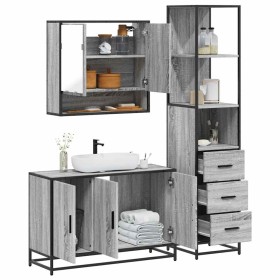 Set de muebles de baño 3 pzas madera contrachapada gris sonoma by , Bathroom furniture - Ref: Foro24-3301163, Price: 275,58 €...
