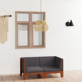 2-seater sofa with dark gray cushions in solid acacia wood by vidaXL, Garden sets - Ref: Foro24-3058113, Price: 263,39 €, Dis...