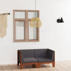 2-Sitzer-Sofa mit dunkelgrauen Kissen aus massivem Akazienholz von vidaXL, Gartensets - Ref: Foro24-3058113, Preis: 261,08 €,...