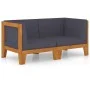2-Sitzer-Sofa mit dunkelgrauen Kissen aus massivem Akazienholz von vidaXL, Gartensets - Ref: Foro24-3058113, Preis: 261,08 €,...