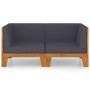 2-Sitzer-Sofa mit dunkelgrauen Kissen aus massivem Akazienholz von vidaXL, Gartensets - Ref: Foro24-3058113, Preis: 263,39 €,...
