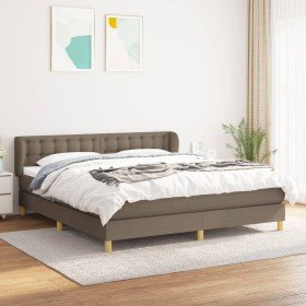 Cama box spring con colchón tela gris taupe 160x200 cm en Camas y somieres | Comprar online en Foro24