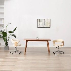 Drehbare Esszimmerstühle, 2 Stück, cremefarbenes Kunstleder von vidaXL, Essstühle - Ref: Foro24-3054896, Preis: 282,79 €, Rab...
