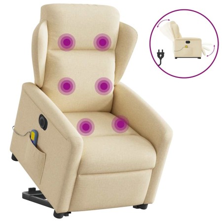 Sillón de masaje eléctrico reclinable elevable tela crema by , Armchairs - Ref: Foro24-3303172, Price: 332,00 €, Discount: %