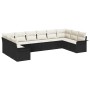 Conjunto de sofá de jardín con cojín 10 pcs Negro Poliratán