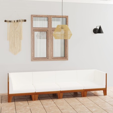 Gartenmöbel- und Kissenset 4-teilig aus massivem Akazienholz von vidaXL, Gartensets - Ref: Foro24-3058116, Preis: 591,98 €, R...