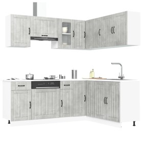 Mueble cocina Lucca gris hormigón 11 pzas madera contrachapada by , Kitchen cabinets - Ref: Foro24-3314955, Price: 690,52 €, ...